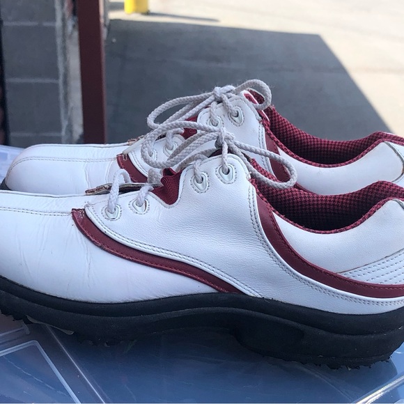 Footjoy Golf Shoes, #97322 Women’s White/Red Leather, Mens US Size 7M - Picture 8 of 10